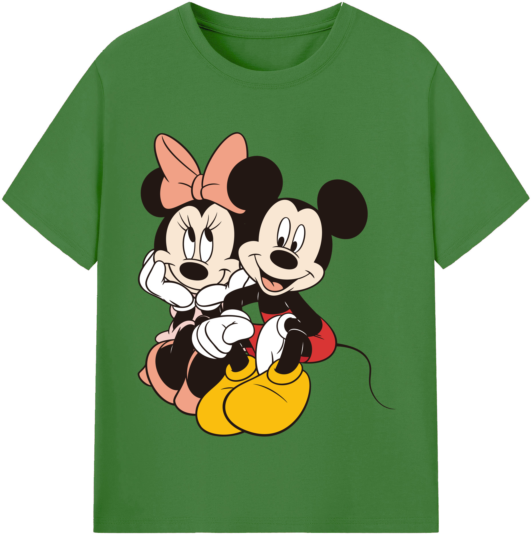 （画像用） ミッキーマウス Mickey Mouse レディースカジュアルプリントTシャツ（綿100％）